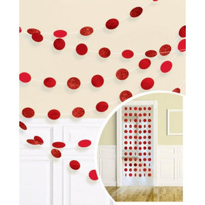 Amscan_OO Decorations - Hanging Swirls Apple Red String Decorations Glitter Round 7ft 6pk