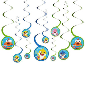 Amscan_OO Decorations - Hanging Swirls Baby Shark Swirl Decorations 12pk
