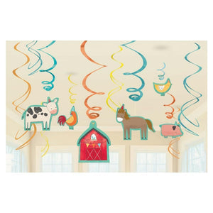 Amscan_OO Decorations - Hanging Swirls Barnyard Birthday Hanging Swirl Decorations Value Pack 12pk