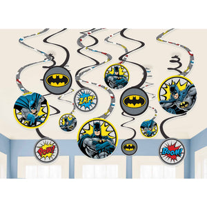 Amscan_OO Decorations - Hanging Swirls Batman Heroes Unite Spiral Swirls Hanging Decorations 12pk