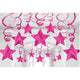 Amscan_OO Decorations - Hanging Swirls Bright Pink Caribbean Blue Shooting Stars Foil Mega Value Pack Swirl Decorations 30Pk