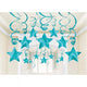 Amscan_OO Decorations - Hanging Swirls Caribbean Blue Caribbean Blue Shooting Stars Foil Mega Value Pack Swirl Decorations 30Pk