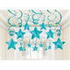 Amscan_OO Decorations - Hanging Swirls Caribbean Blue Silver Shooting Stars Foil Mega Value Pack Swirl Decorations 30pk