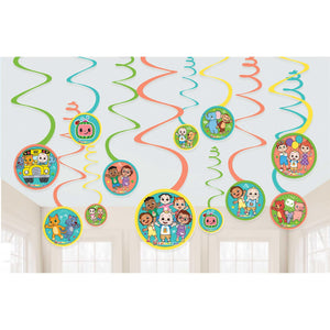 Decorations - Hanging Swirls Cocomelon Spiral Decorations Value Pack 12pk