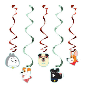 Amscan_OO Decorations - Hanging Swirls Dog Party Dizzy Danglers Hanging Swirls Decorations 5pk