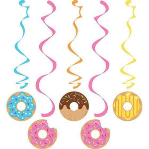 Amscan_OO Decorations - Hanging Swirls Donut Time Dizzy Danglers Hanging Swirls Decorations 5pk