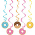Donut Time Dizzy Danglers Hanging Swirls Decorations 5pk