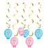Gender Reveal Dizzy Danglers Swirls Hanging Decorations 5pk