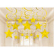Amscan_OO Decorations - Hanging Swirls Gold Caribbean Blue Shooting Stars Foil Mega Value Pack Swirl Decorations 30Pk