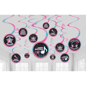 Amscan_OO Decorations - Hanging Swirls Internet Famous Birthday Spiral Swirls Hanging Decorations 12pk