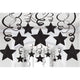 Amscan_OO Decorations - Hanging Swirls Jet Black Silver Shooting Stars Foil Mega Value Pack Swirl Decorations 30pk