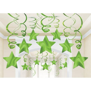 Amscan_OO Decorations - Hanging Swirls Kiwi Caribbean Blue Shooting Stars Foil Mega Value Pack Swirl Decorations 30Pk