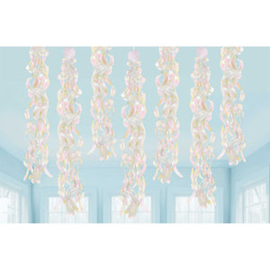 Amscan_OO Decorations - Hanging Swirls Luminous Birthday Iridescent Swirls Hanging Decorations 86cm 10pk
