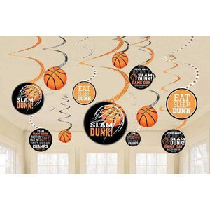 Amscan_OO Decorations - Hanging Swirls Nothin' But Net Basketball Spiral Hanging Decorations