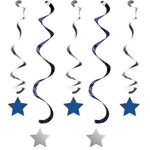 Amscan_OO Decorations - Hanging Swirls One Little Star Boy Dizzy Danglers Hanging Swirls Decorations 5pk