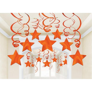 Amscan_OO Decorations - Hanging Swirls Orange Peel Silver Shooting Stars Foil Mega Value Pack Swirl Decorations 30pk