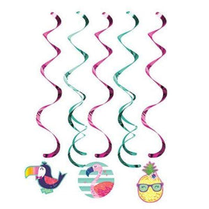 Amscan_OO Decorations - Hanging Swirls Pineapple N Friends Dizzy Danglers Swirls Hanging Decoration 5pk