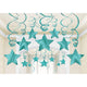 Amscan_OO Decorations - Hanging Swirls Robin Egg Caribbean Blue Shooting Stars Foil Mega Value Pack Swirl Decorations 30Pk