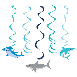 Amscan_OO Decorations - Hanging Swirls Shark Party Dizzy Danglers Hanging Swirls 5pk