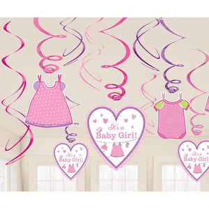 Amscan_OO Decorations - Hanging Swirls Shower with Love Girl Swirls Hanging Decorations 12pk