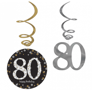 Amscan_OO Decorations - Hanging Swirls Sparkling Celebration 80th Swirls Hanging Decorations 12pk