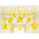 Amscan_OO Decorations - Hanging Swirls Yellow Sunshine Kiwi Shooting Stars Foil Mega Value Pack Swirl Decorations 30pk