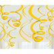 Amscan_OO Decorations - Hanging Swirls Yellow Sunshine Rainbow Plastic Swirl Decorations 56cm 12pk