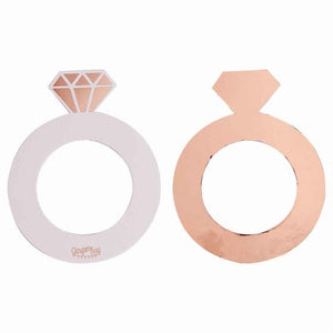 Decorations - Props Blush Hen Rose Gold Foil Ring Shaped Drink Markers 10pk