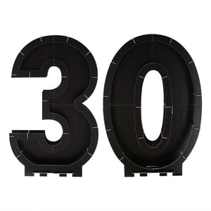 Decorations - Props Champagne Noir Black 30th Balloon Mosaic Frame Decoration