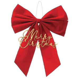 Decorations - Props Christmas Gathered Red Bow & Merry Christmas Hanging Decoration 36cm x 30cm Each
