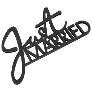 Decorations - Props Contemporary Wedding Black Wooden Just Married Table Sign 7cm x 12cm 6pk