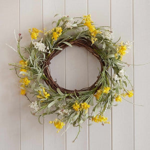 Decorations - Props Eggciting Easter Yellow Artificial Flower Foliage Spring Wreath 40cm Each