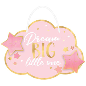 Amscan_OO Decorations - Props Oh Baby Girl Dream Big Little One Hot-Stamped Hanging Sign Each