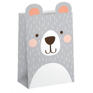 Amscan_OO Games & Favors - Favor Boxes, Shreds, Treat & Loot Bags 1st Birthday Bear Paper Treat Bags 20cm x 11cm 8pk