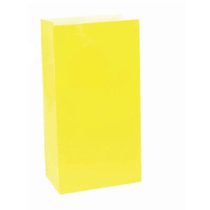 Amscan_OO Games & Favors - Favor Boxes, Treat & Loot Bags Sunshine Yellow Large Paper Bags 25cm x 13cm 12pk