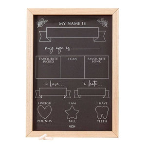 Games & Favors - Favors, Activity Kit & Stickers Botanical Baby Milestone Tracker Chalkboard 30cm x 42cm Each