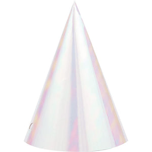 Amscan_OO Games & Favors - Party Hat & Mask Iridescent Foil Cone Shaped Party Hats 15cm x 11cm 8pk