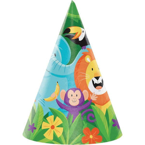 Amscan_OO Games & Favors - Party Hat & Mask Jungle Safari Party Cone Shaped Hats Child Size 8pk