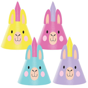 Amscan_OO Games & Favors - Party Hat & Mask Llama Party Cone Hats 16cm x 11cm 8pk