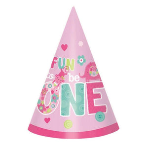 Amscan_OO Games & Favors - Party Hat & Mask One Wild Girl Paper Cone Hat 8pk