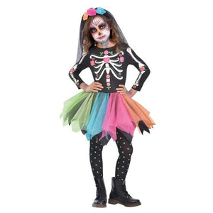 Girls Costume 10-12 Years Mexican Sugar Skull Girls Costume