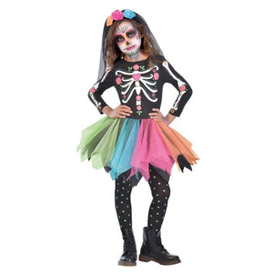 Girls Costume 8-10 Years Mexican Sugar Skull Girls Costume