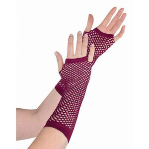 Amscan_OO Gloves - Long Gloves Burgundy Fishnet Long Gloves Each