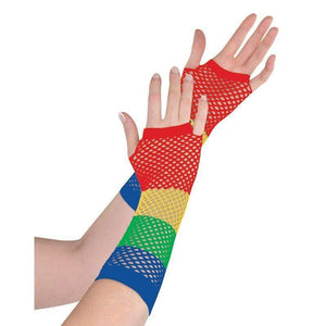 Amscan_OO Gloves - Long Gloves Rainbow Fishnet Long Gloves Each