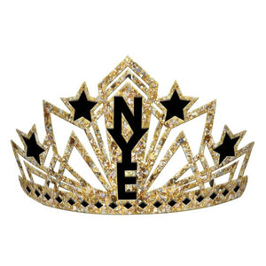 Hats & Headwear - Halos, Crown & Tiara NYE Glitter Crown Black & Gold Each