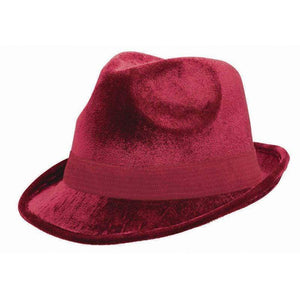 Amscan_OO Hats & Headwear - Hats & Helmets Burgundy Fedora Velour Hat 12cm x 30cm Each