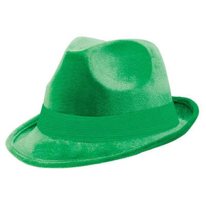 Amscan_OO Hats & Headwear - Hats & Helmets Green Fedora Velour Hat 12cm x 30cm Each