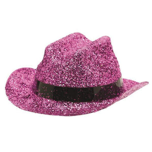 Amscan_OO Hats & Headwear - Hats & Helmets Pink Mini Glitter Cowboy Hat 5cm x 12cm Each