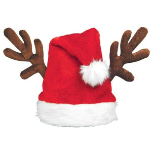 Hats & Headwear - Hats & Helmets Santa Hat with Antlers 38cm Each