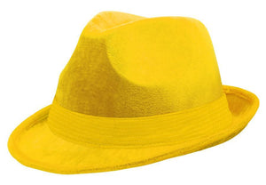 Amscan_OO Hats & Headwear - Hats & Helmets Yellow Fedora Velour Hat 12cm x 30cm Each